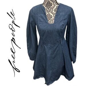 Free People Women’s Karmen Blue Denim Shirt Dress - Size XS‎